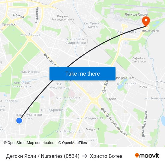 Детски Ясли / Nurseries (0534) to Христо Ботев map