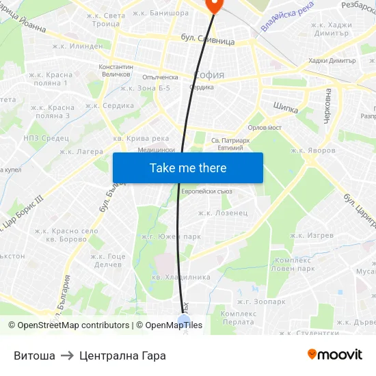 Витоша to Централна Гара map