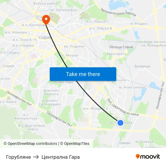 Горубляне to Централна Гара map