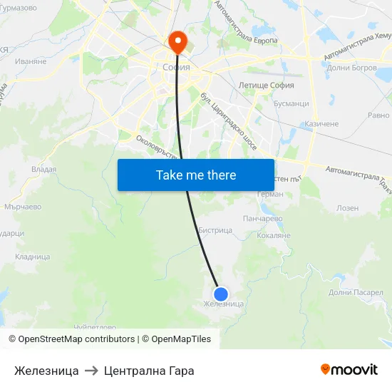 Железница to Централна Гара map