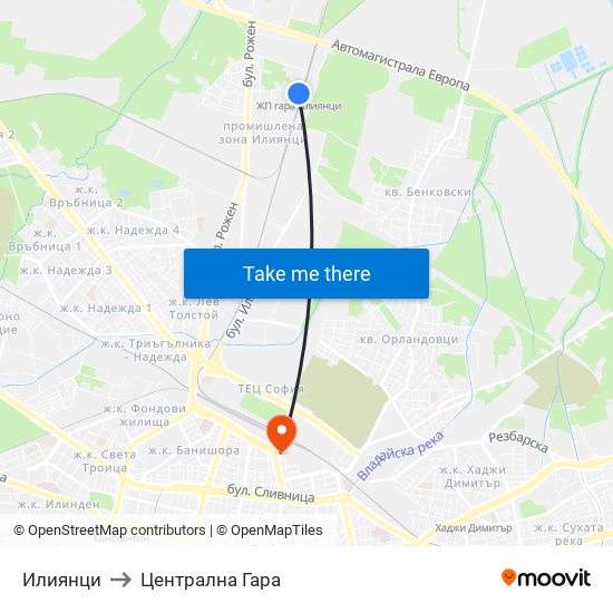 Илиянци to Централна Гара map