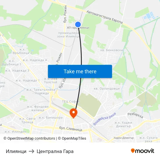 Илиянци to Централна Гара map