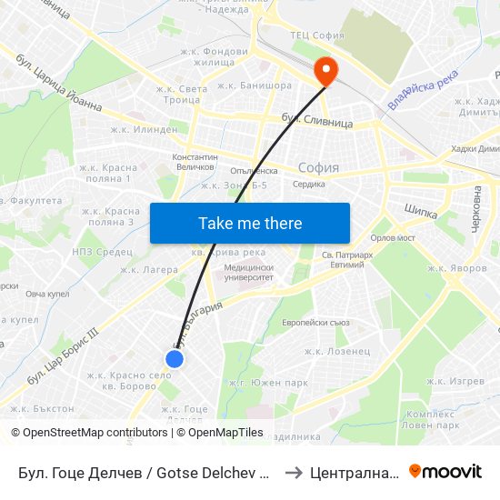 Бул. Гоце Делчев / Gotse Delchev Blvd. (0314) to Централна Гара map
