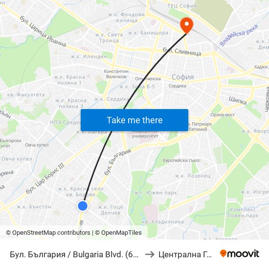Бул. България / Bulgaria Blvd. (6564) to Централна Гара map