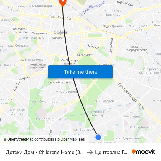 Детски Дом / Children's Home (0530) to Централна Гара map