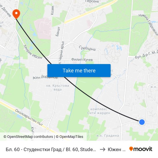 Бл. 60 - Студенстки Град / Bl. 60, Students' Town (2507) to Южен Парк map