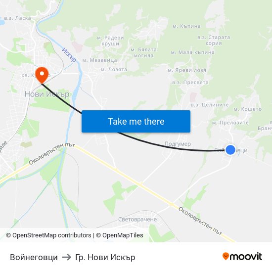 Войнеговци to Гр. Нови Искър map