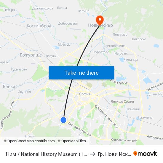 Ним / National History Museum (1464) to Гр. Нови Искър map