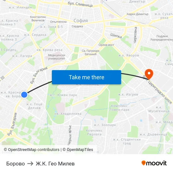 Борово to Ж.К. Гео Милев map