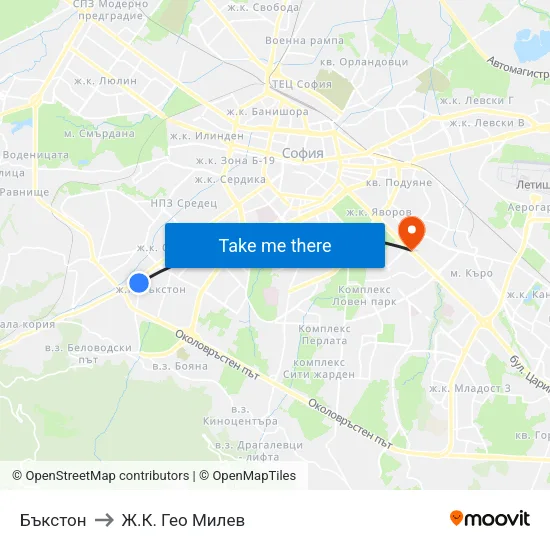 Бъкстон to Ж.К. Гео Милев map