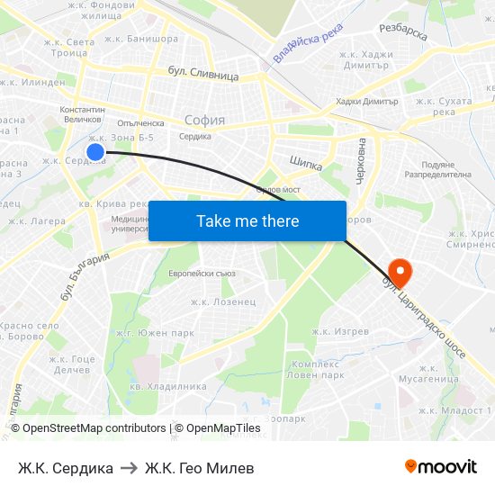 Ж.К. Сердика to Ж.К. Гео Милев map