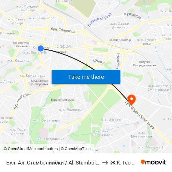 Бул. Ал. Стамболийски / Al. Stamboliyski Blvd. (0283) to Ж.К. Гео Милев map