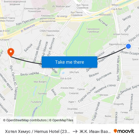 Хотел Хемус / Hemus Hotel (2329) to Ж.К. Иван Вазов map