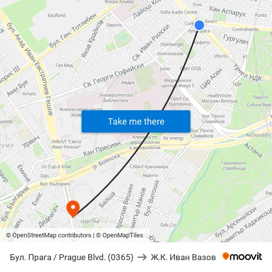 Бул. Прага / Prague Blvd. (0365) to Ж.К. Иван Вазов map
