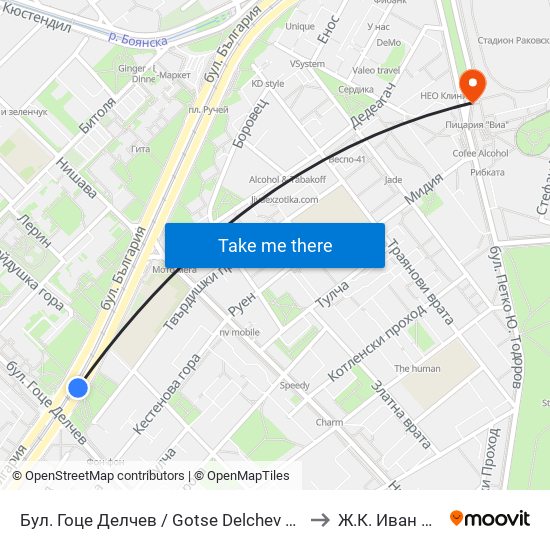 Бул. Гоце Делчев / Gotse Delchev Blvd. (0313) to Ж.К. Иван Вазов map