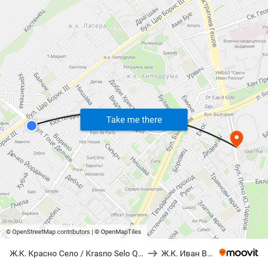 Ж.К. Красно Село / Krasno Selo Qr. (0637) to Ж.К. Иван Вазов map