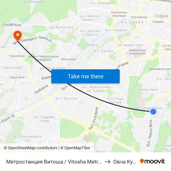 Метростанция Витоша / Vitosha Metro Station (0909) to Овча Купел 2 map