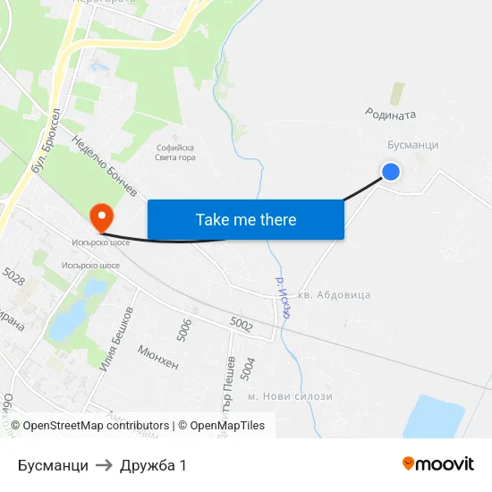 Бусманци to Дружба 1 map