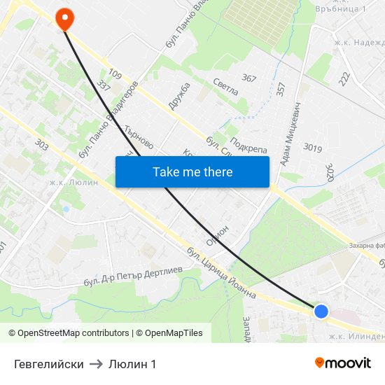 Гевгелийски to Люлин 1 map