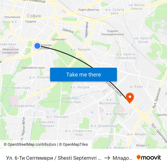 Ул. 6-Ти Септември / Shesti Septemvri St. (1806) to Младост 1 map