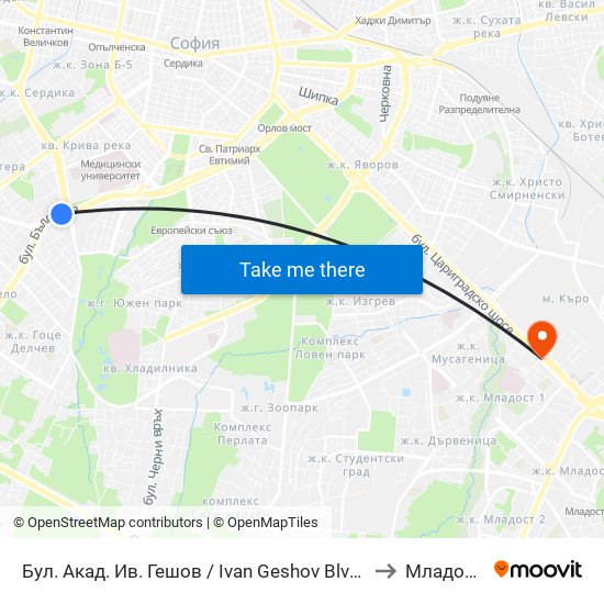 Бул. Акад. Ив. Гешов / Ivan Geshov Blvd. (0275) to Младост 1 map