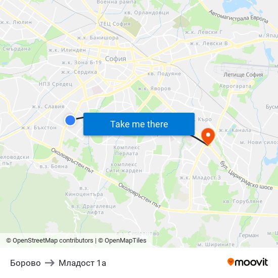 Борово to Младост 1а map
