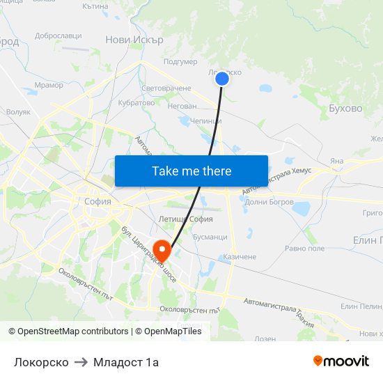 Локорско to Младост 1а map