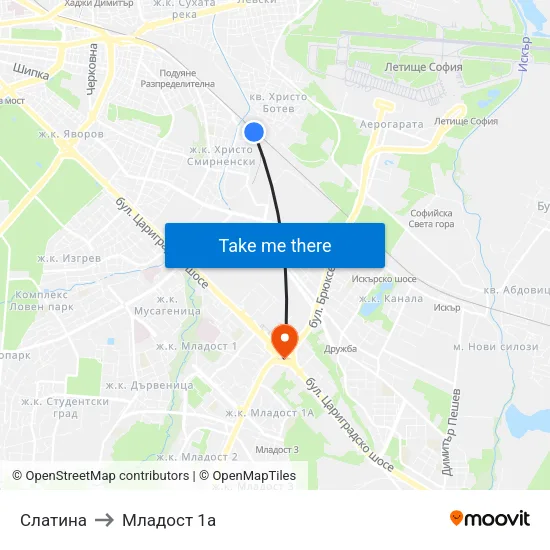 Слатина to Младост 1а map