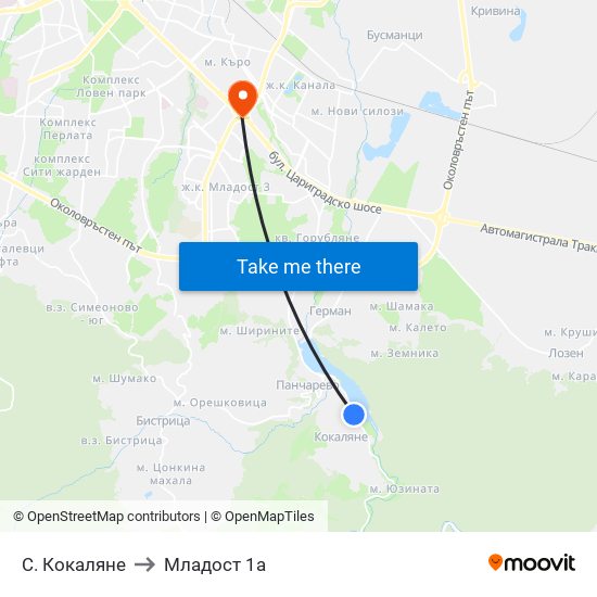 С. Кокаляне to Младост 1а map