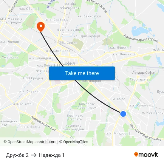 Дружба 2 to Надежда 1 map