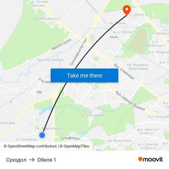 Суходол to Обеля 1 map