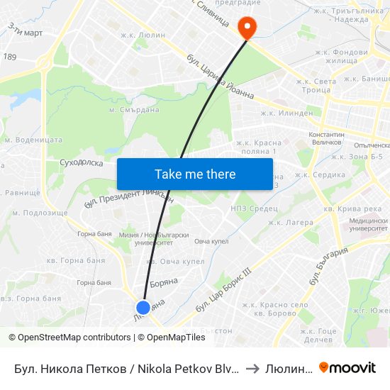 Бул. Никола Петков / Nikola Petkov Blvd. (0347) to Люлин 10 map
