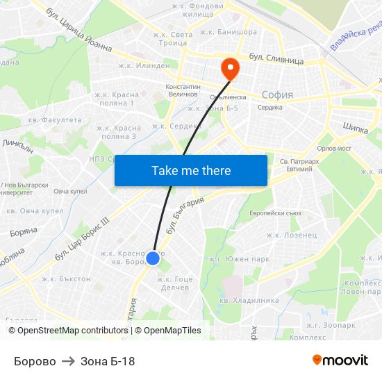 Борово to Зона Б-18 map