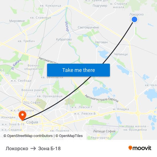 Локорско to Зона Б-18 map
