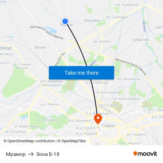 Мрамор to Зона Б-18 map