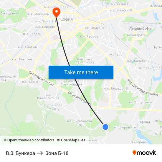 В.З. Бункера to Зона Б-18 map