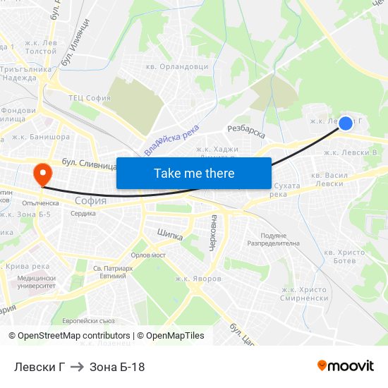 Левски Г to Зона Б-18 map