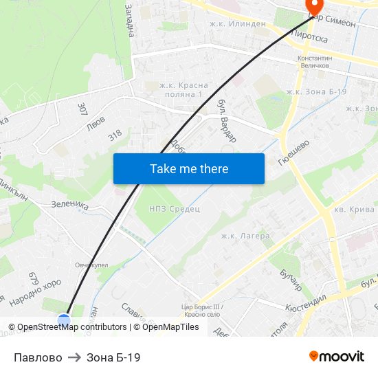Павлово to Зона Б-19 map