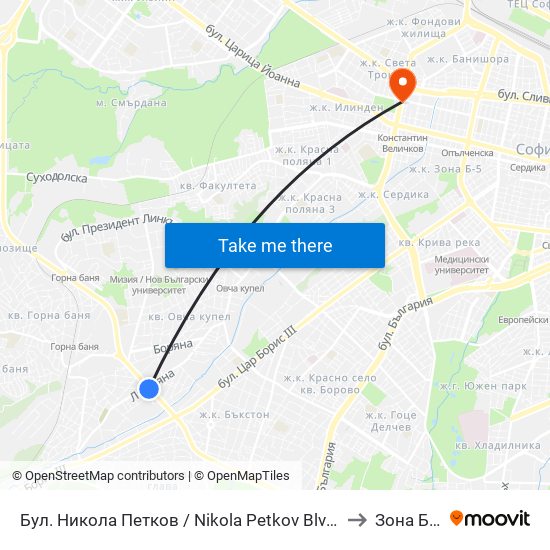 Бул. Никола Петков / Nikola Petkov Blvd. (0350) to Зона Б-19 map