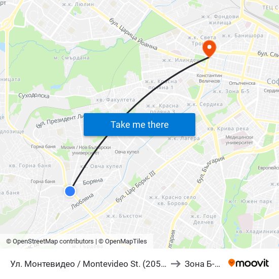 Ул. Монтевидео / Montevideo St. (2050) to Зона Б-19 map