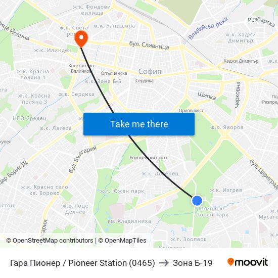 Гара Пионер / Pioneer Station (0465) to Зона Б-19 map