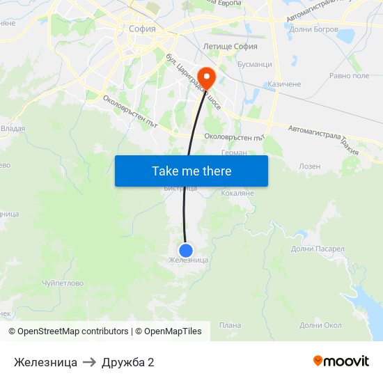 Железница to Дружба 2 map