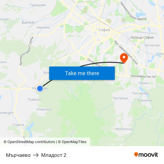 Мърчаево to Младост 2 map