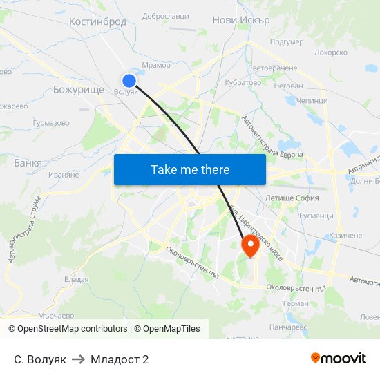 С. Волуяк to Младост 2 map