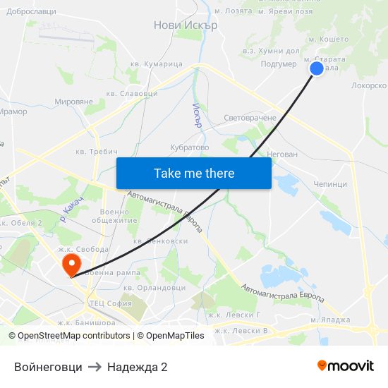 Войнеговци to Надежда 2 map