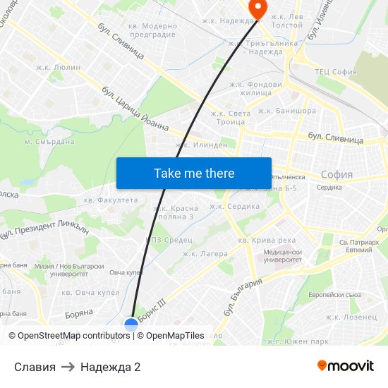 Славия to Надежда 2 map