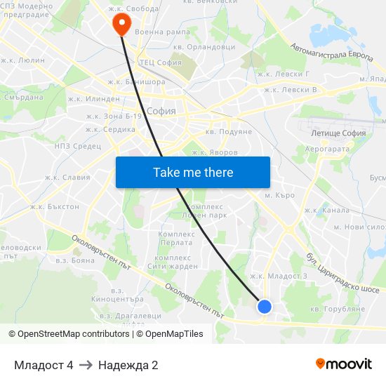Младост 4 to Надежда 2 map
