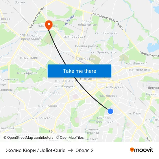 Жолио Кюри / Joliot Curie to Обеля 2 map