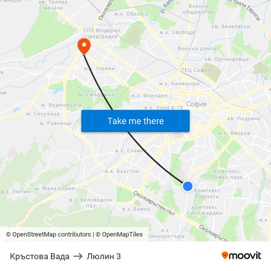 Кръстова Вада to Люлин 3 map