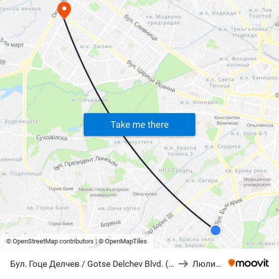 Бул. Гоце Делчев / Gotse Delchev Blvd. (0314) to Люлин 3 map